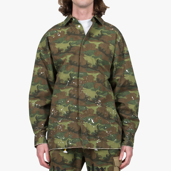 Palm Angels Mens Camouflage Loose Shirt