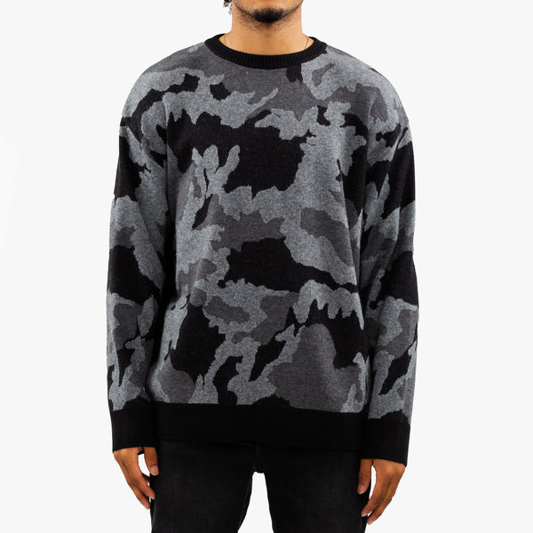 Juun.J Mens Camouflage Knit Sweater in Ash