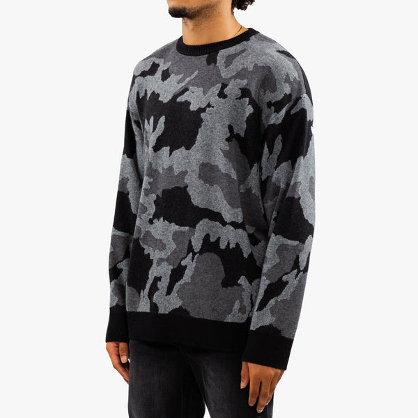Juun.J Mens Camouflage Knit Sweater in Ash