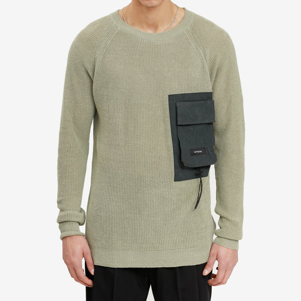 Tobias Birk Nielsen - Dhenain Rib Pocket Sweater in Light Green