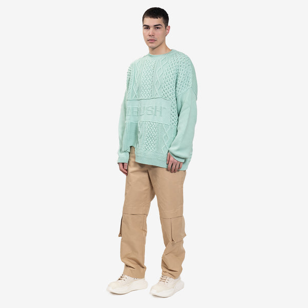 AMBUSH Mens Patchwork Knit Sweatshirt in Green Lily