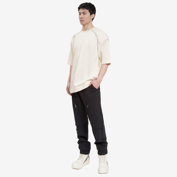 Juun.J Mens Piping Knit Collar T-Shirt in Ivory