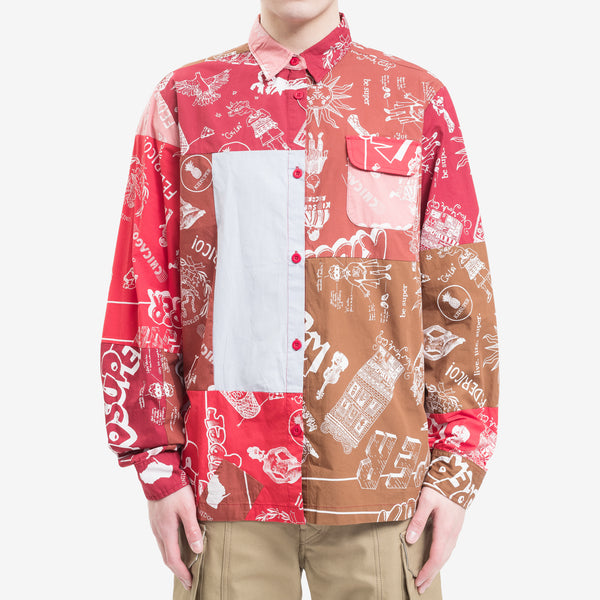 Mens KidSuper Super Patchwork Jacket in Red