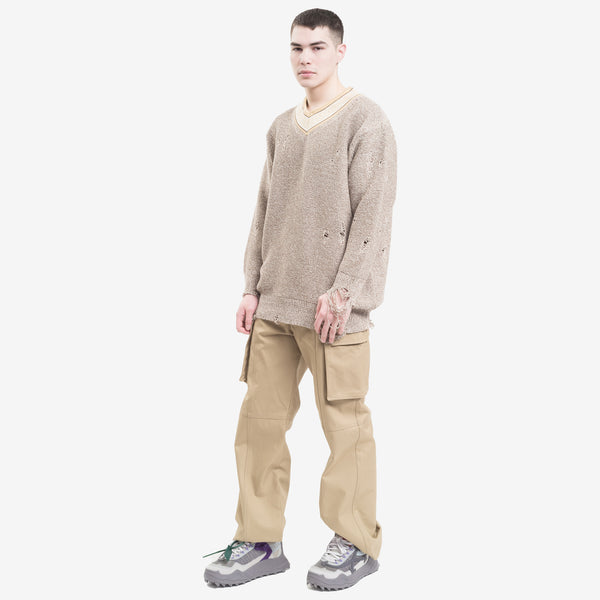 Children of the Discordance Mens 5G Distressed Knit Sweater in Beige