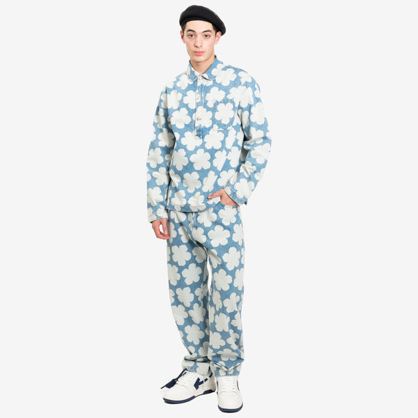 KENZO Mens Hana Dots Denim Overshirt in Light Blue
