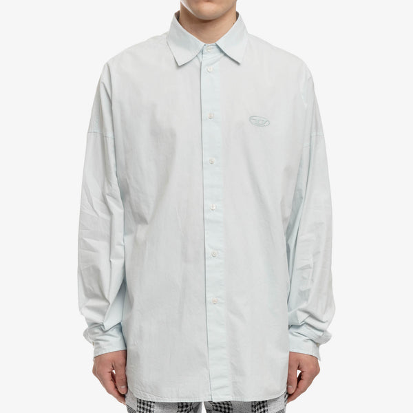 DIESEL Brand Mens Raw Logo Shirt in Light Blue