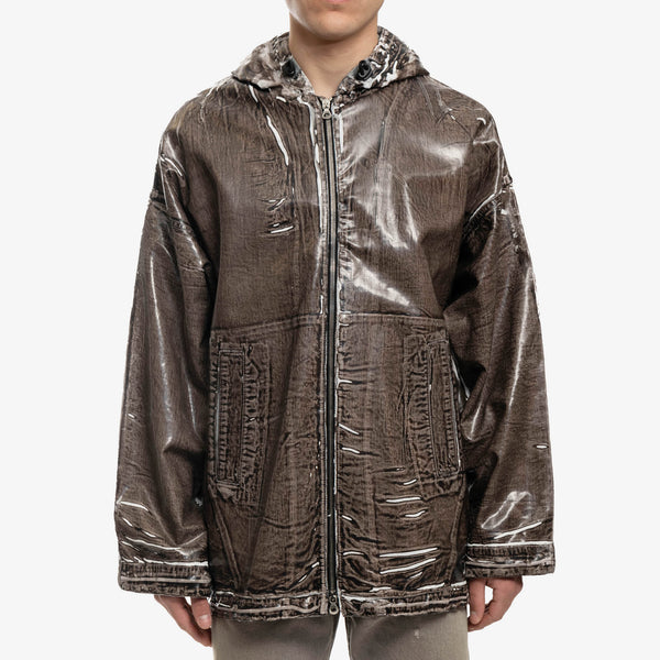 DIESEL Brand Mens Poly Denim Zip Up Hoody in Brown