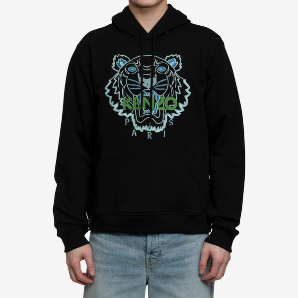 KENZO Mens Classic Green Tiger Hoody in Black