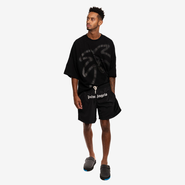 Palm Angels Mens Classic Logo Boardshorts in Black