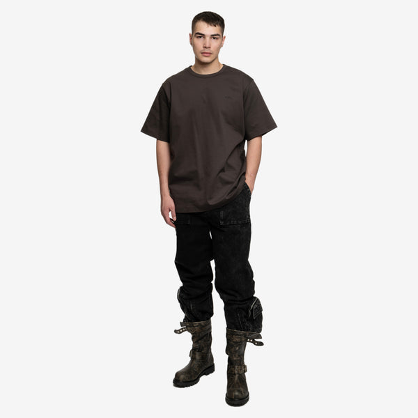 Juun.J Mens Runway Leather Buckle Boots in Ash