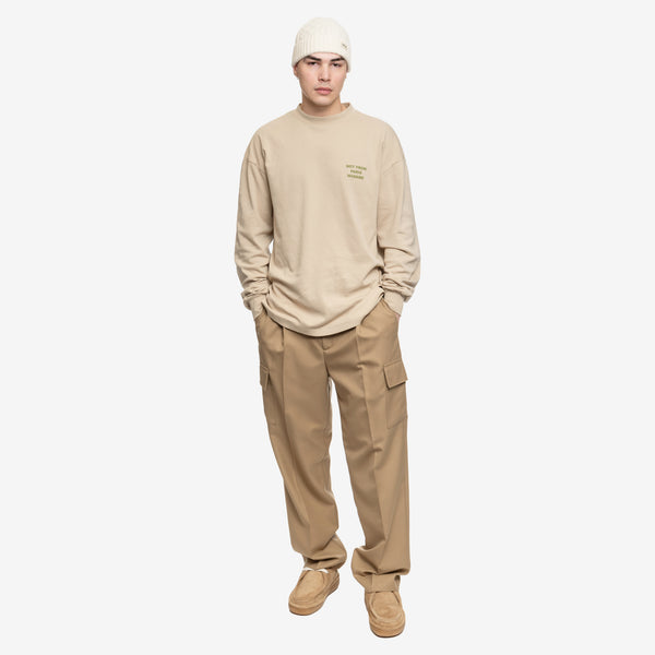 Drôle de Monsieur Mens Le Pantalon Cargo Flanelle in Beige