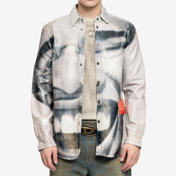 DIESEL Brand Mens Smily Faces Overshirt in Grey