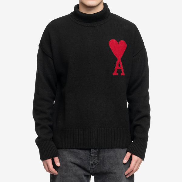 AMI Paris - Ami de Coeur Turtleneck Sweater in Black