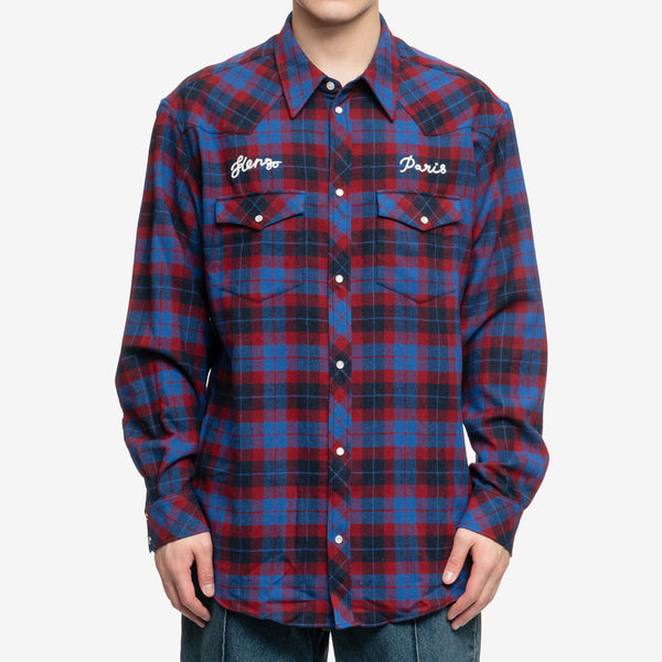 KENZO Mens Rue Vivienne 1970 Western Shirt in Royal Blue