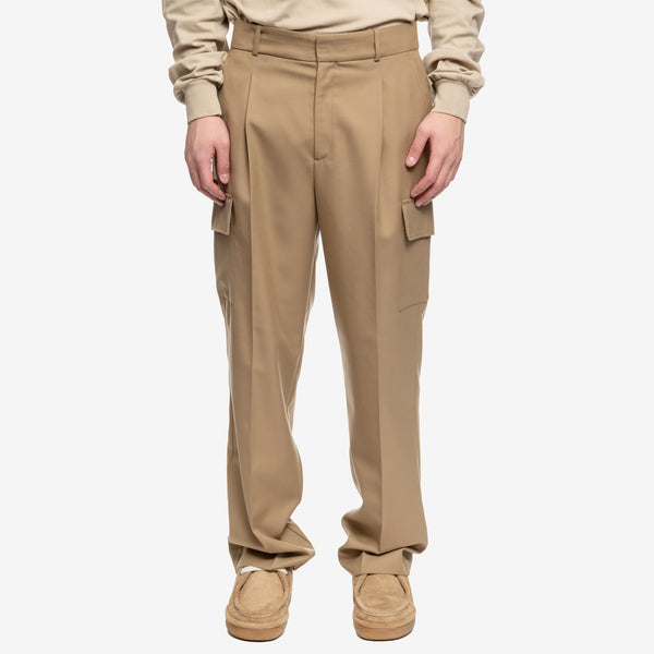 Drôle de Monsieur Mens Le Pantalon Cargo Flanelle in Beige