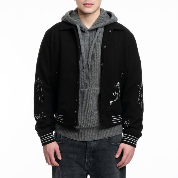 Mens Dom Rebel Nonsense Bomber Jacket in Black
