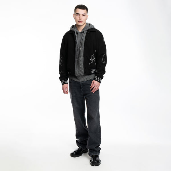 Mens Dom Rebel Nonsense Bomber Jacket in Black