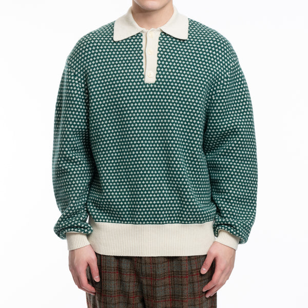 Drôle de Monsieur Mens La Maille Jacquard in Dark Green