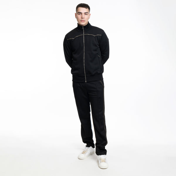 Palm Angels Mens Monogram Stud Track Jacket in Black