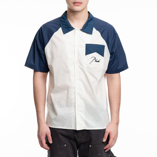 Rhude Bowling Shirt Raglan Poplin in Navy