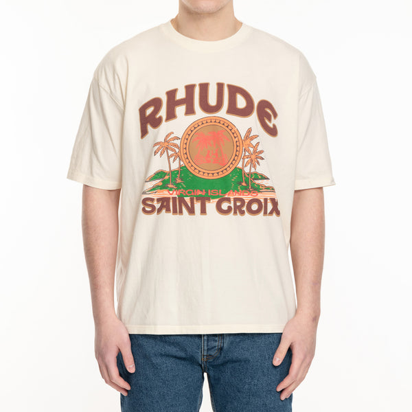 Rhude - Saint Croix T-Shirt in Vintage White
