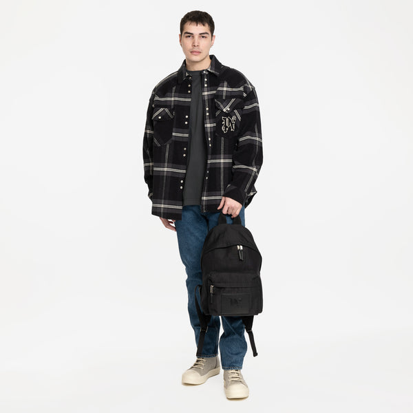 Palm Angels Mens Monogram Check Overshirt in Anthracite
