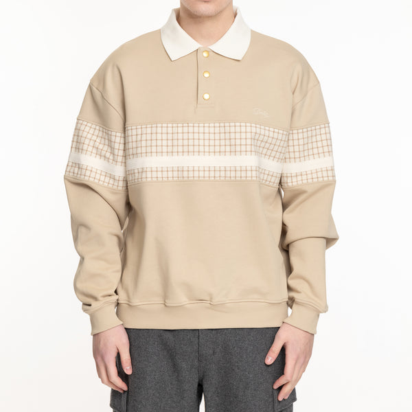 Drôle de Monsieur Mens Le Polo a Bandes in Taupe