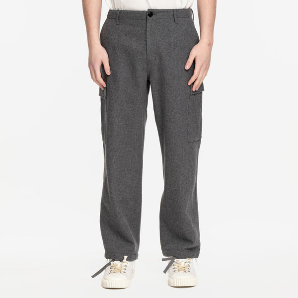 KENZO Mens Cargo Workwear Wool Pants in Stone Grey