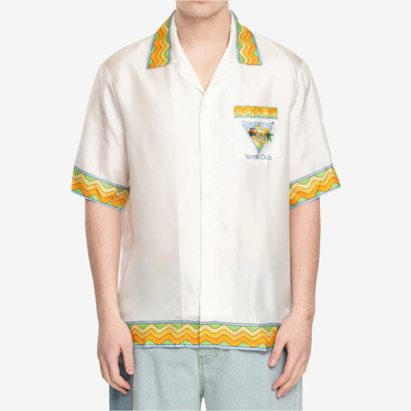 Men Casablanca Afro Cubism SS Silk Shirt in White
