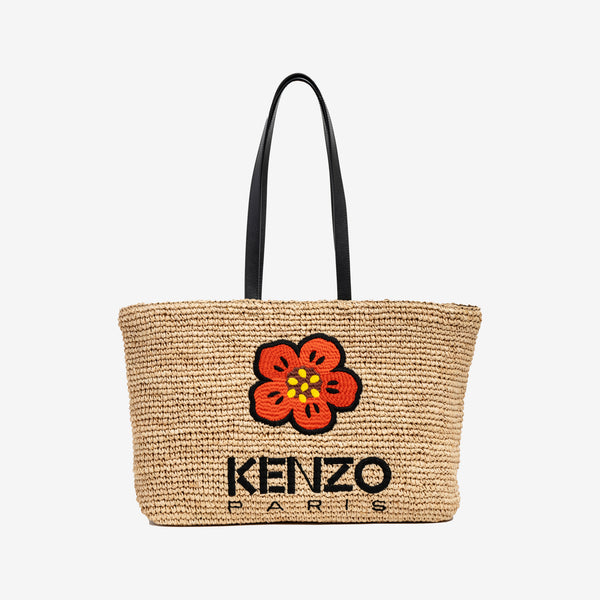 KENZO Unisex Large Straw Tote Bag in Beige