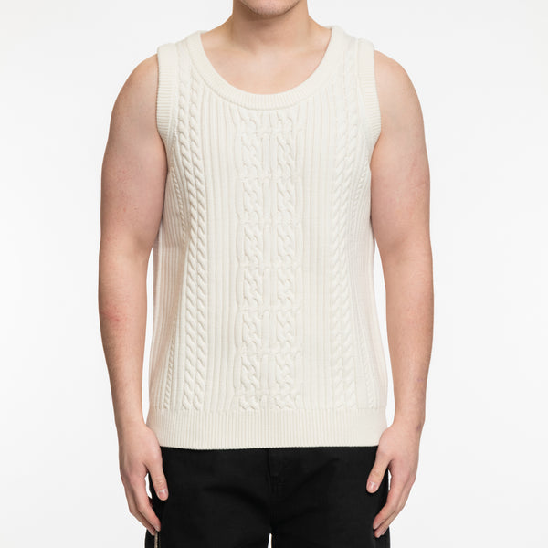 Drôle de Monsieur Mens Le Débardeur Torsade in Cream