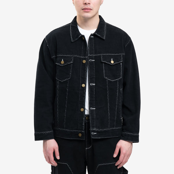 Mens KidSuper Coat - Messy Stitched Work Jacket in Black