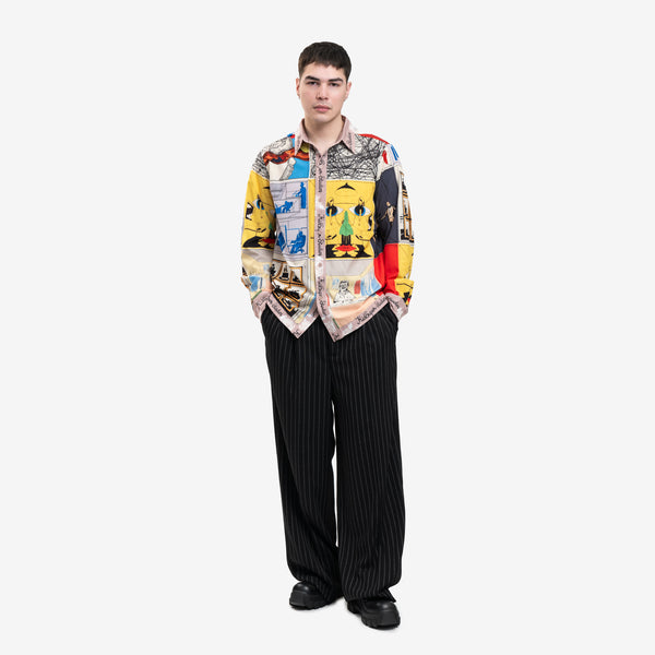 Mens KidSuper Printed Satin Shirt in Multi