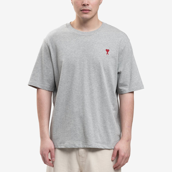 AMI Paris for Men Red Ami de Coeur T-Shirt in Grey