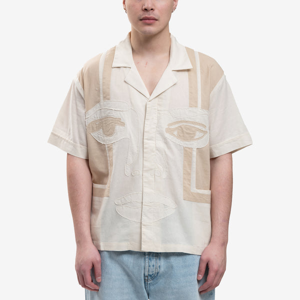 Mens KidSuper Face Camouflage Shirt in Cream