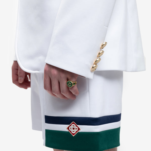 Casablanca - Gold Plated Monogram Ring in Green