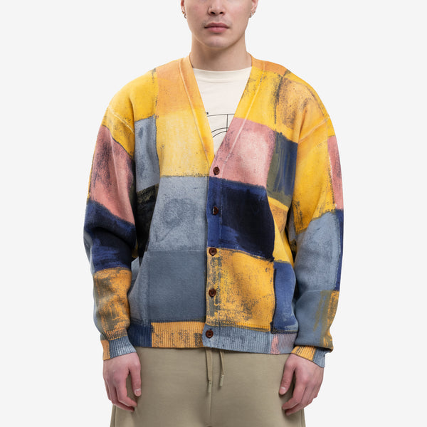 Mens KidSuper Checkered Knit Mohair Cardigan in Multi