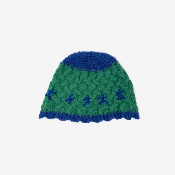 KidSuper - Running Man Crotchet hat in Green Blue