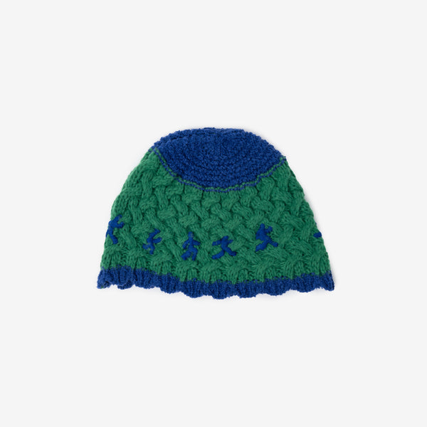 KidSuper - Running Man Crotchet hat in Green Blue