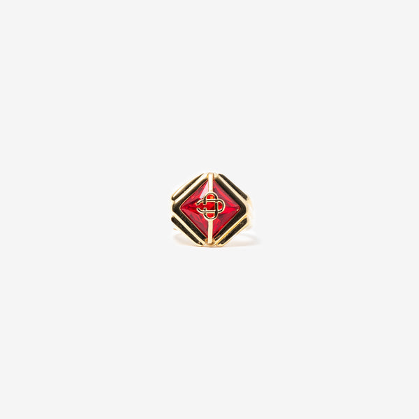 Women and Men Casablanca Gold Plated Crystal Ring in Red