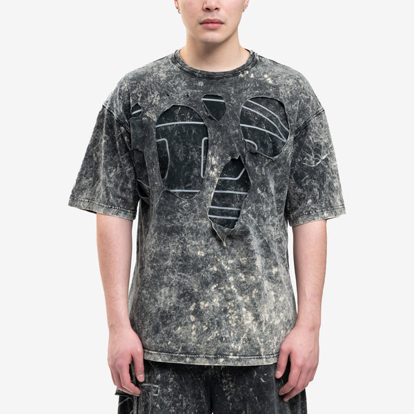 DIESEL Mens Peel Oval Boxy T-Shirt in Black