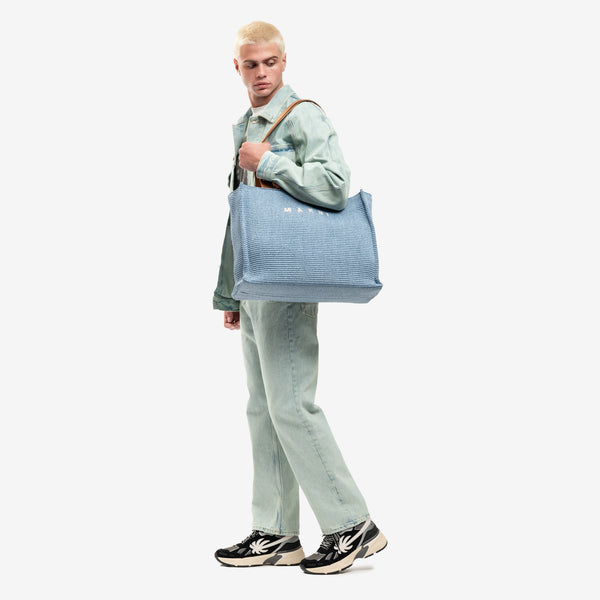 Palm Angels Jacket Overdyed Logo Denim Trucker in Mint