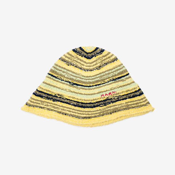 Mens MARNI Hat - Striped Beanie in India Yellow