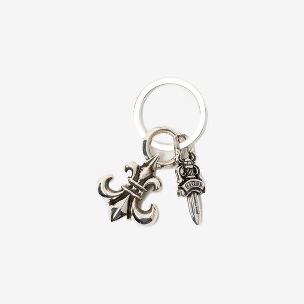 Chrome Hearts BS Fleur #5 Dagger Keyring in Sterling Silver