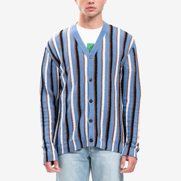 Mens MARNI Knit Cable Stripe Cardigan in Opal
