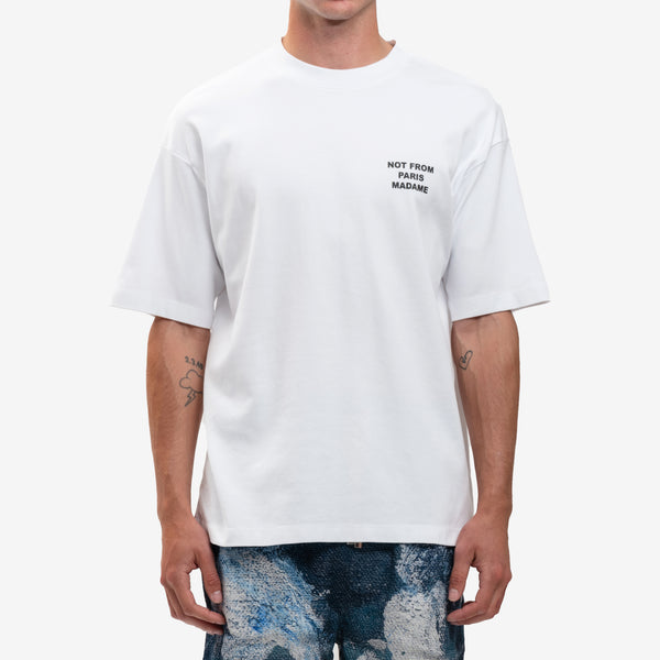 Drôle de Monsieur Mens Le T-Shirt Slogan in Optic White
