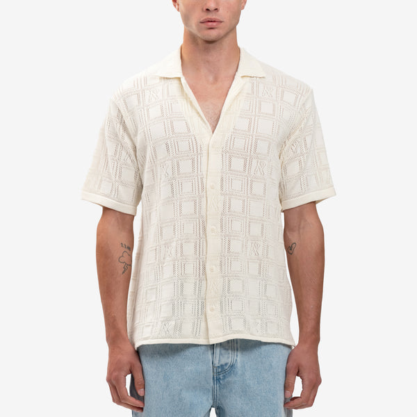 Represent Clo Mens Lace Knit Shirt in Chalk