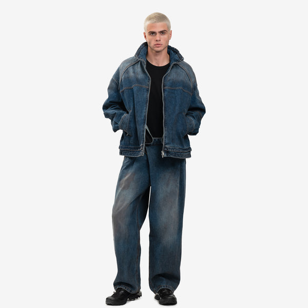 Mens Juun.J Oil Washed Denim Jacket in Blue