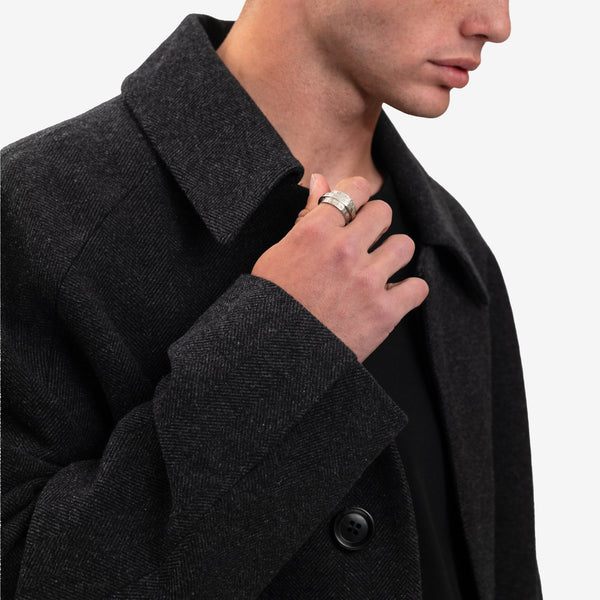 Maison Margiela MM6 Silver Triple Band Logo Ring for Men and Women