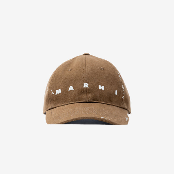 Mens MARNI Hat - Embroidered Mending Cap in Creta